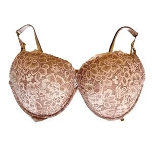 Victoria’s Secret Bra Sz 38DDD 38F Beige Sexy Lace Push-Up Posey Praline Flirty